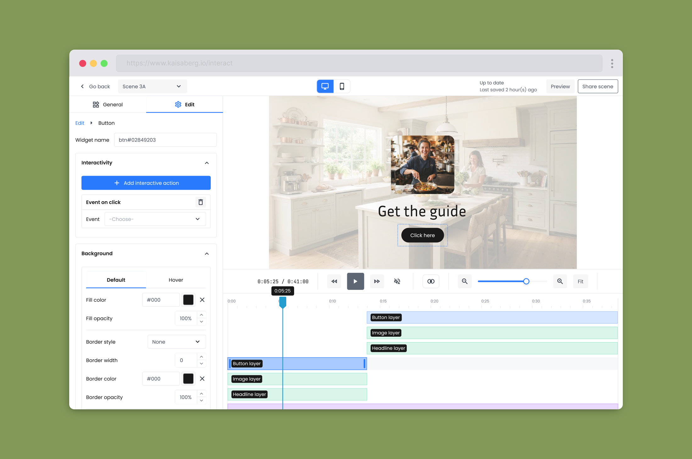 Interactive video editor: Inside a scene
